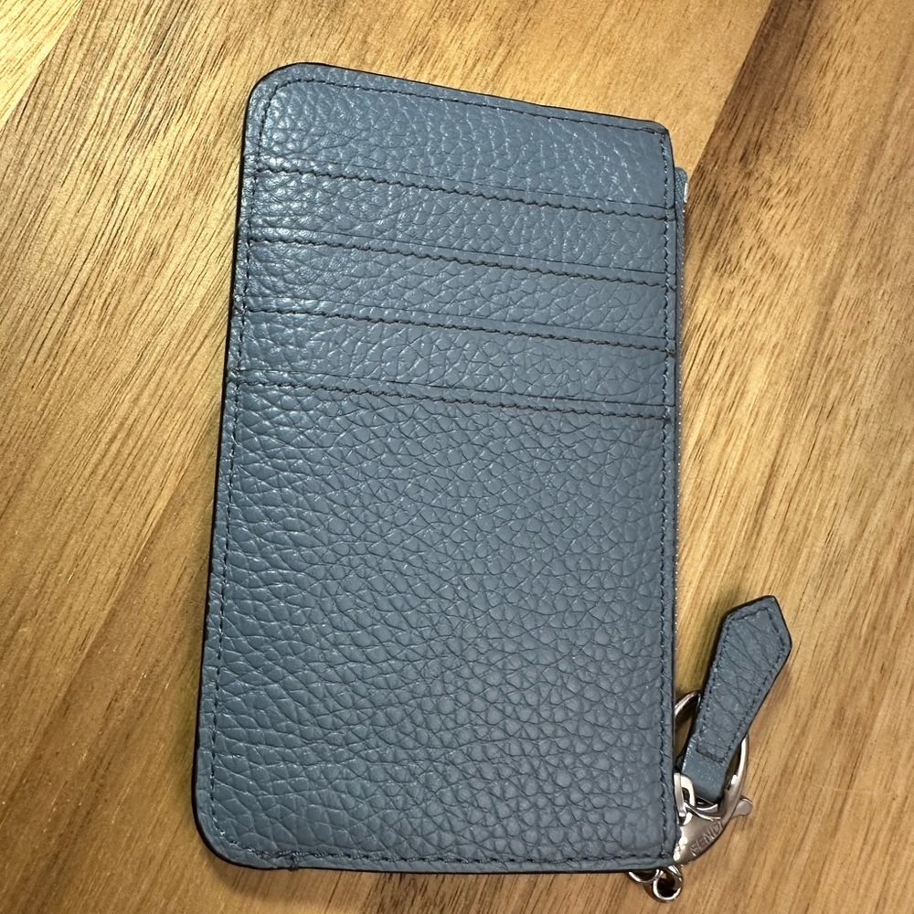 Fendi Textured Gray Leather Key and Card Holder - Picture 2 of 4